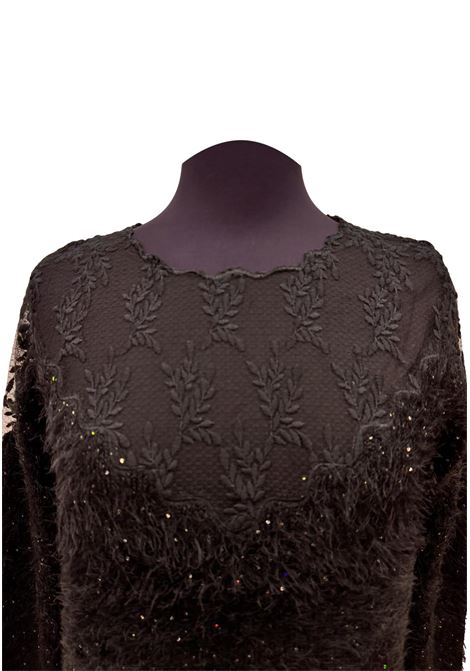 Maglia con  trasperenze e micropaillettes CECILIA BENETTI | Maglie | 92 571NERO